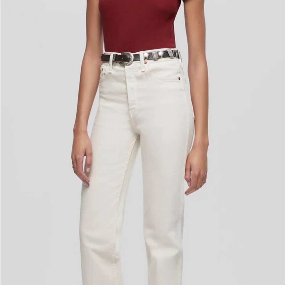 Re/Done Cream Straight Leg Jeans